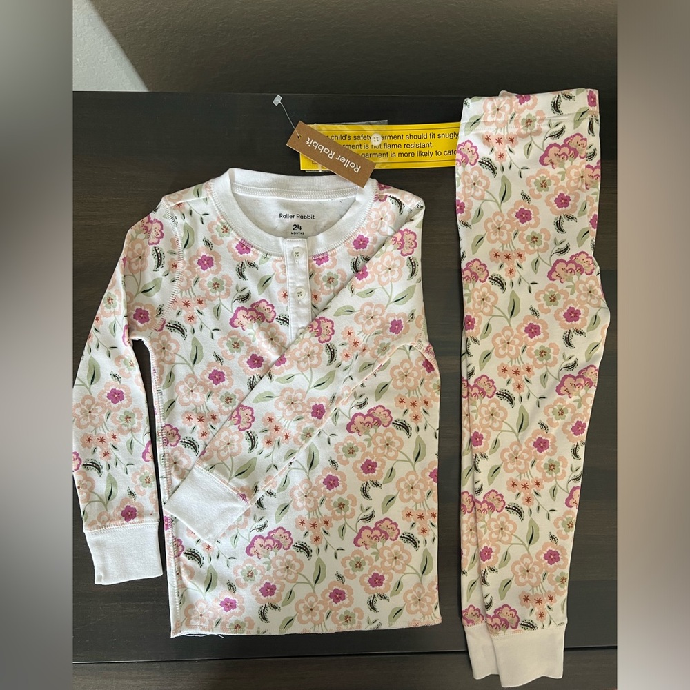 Roller Rabbit Floral Pajama Sets (Matching pair) 24mo and 4 years, Brand New!